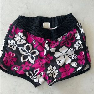 OP Kids Floral Shorts - Black, Pink, and White